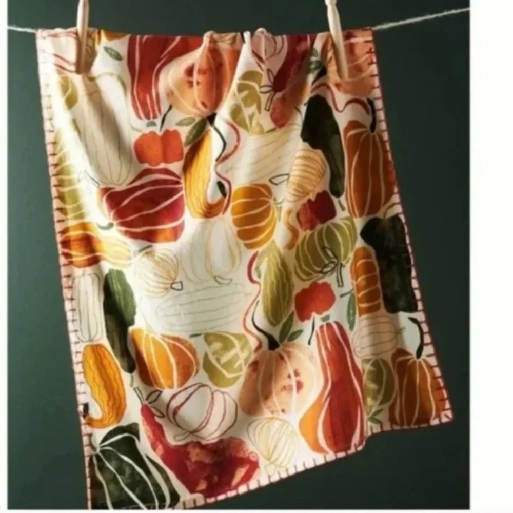 Pumpkin Harvest Fruit Boho Peasant Art Deco Hipster Hippie Farm Dish Towel